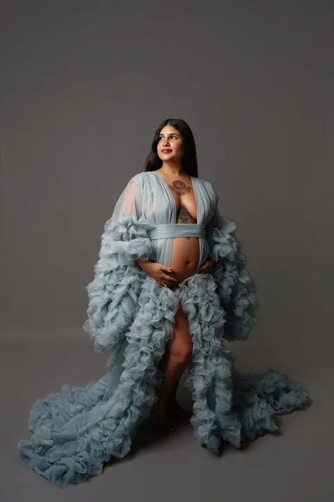 Dusty blue tulle robe