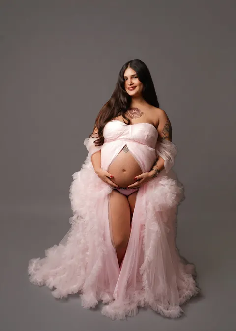 Blush pink tulle robe