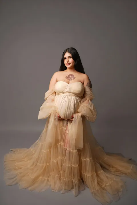 Champagne tulle gown