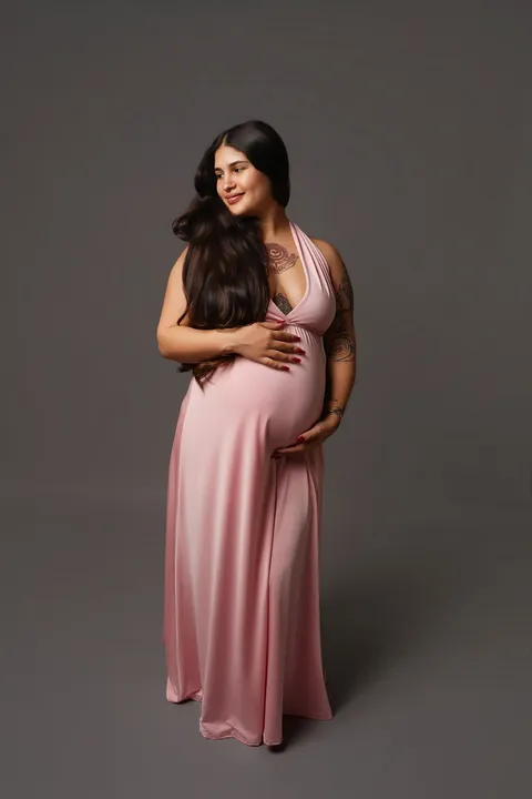 Pink satin gown